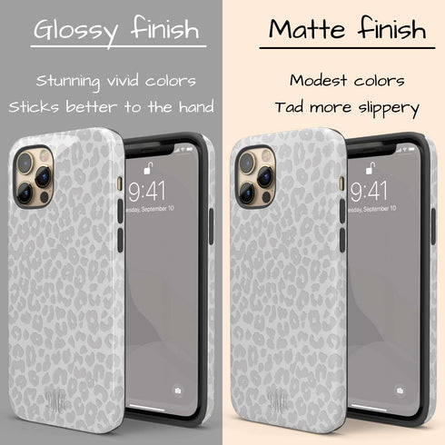 White Leopard Custom Curly Monogram iPhone Case